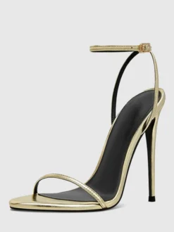 Sandales à talons hauts dorées à bout ouvert et talon aiguille Chaussures de fête