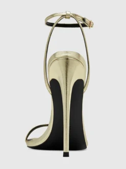Sandales à talons hauts dorées à bout ouvert et talon aiguille Chaussures de fête