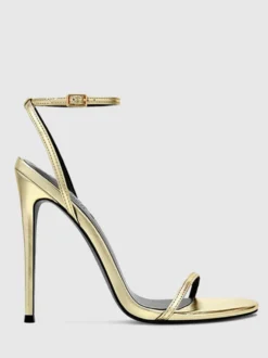 Sandales à talons hauts dorées à bout ouvert et talon aiguille Chaussures de fête