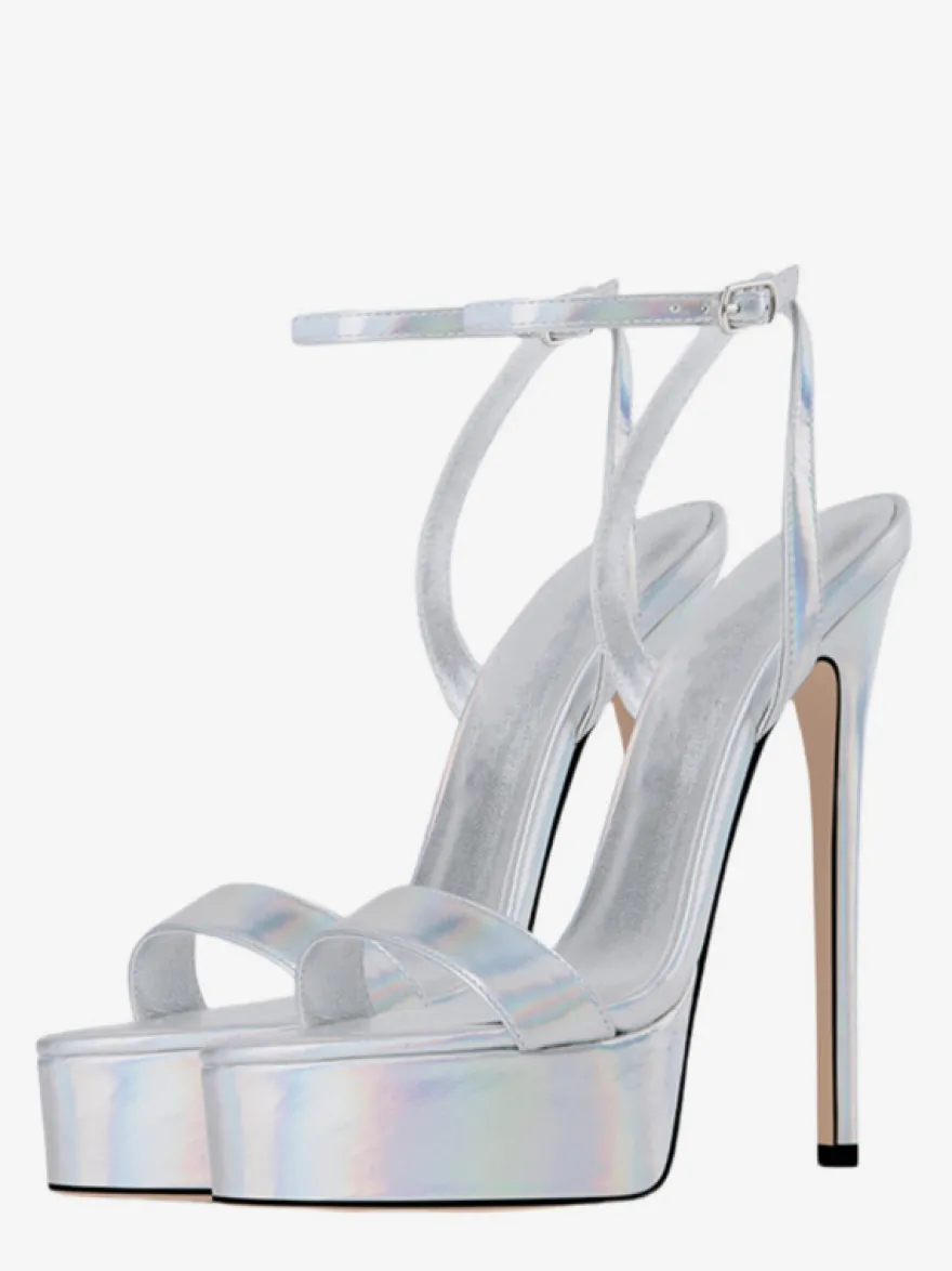 Sandales à talons hauts dorées à plateforme et bout ouvert chaussures sexy à talons hauts