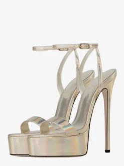 Sandales à talons hauts dorées à plateforme et bout ouvert chaussures sexy à talons hauts