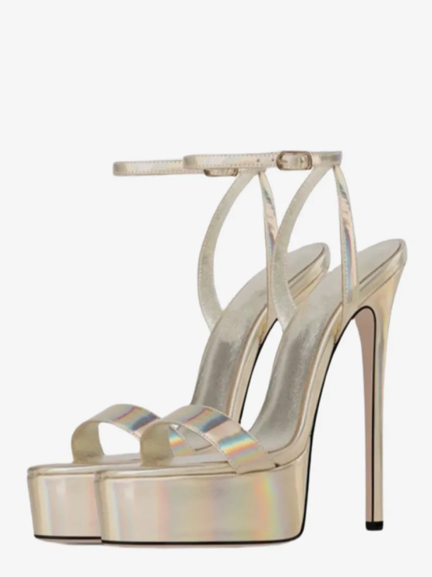 Sandales à talons hauts dorées à plateforme et bout ouvert chaussures sexy à talons hauts