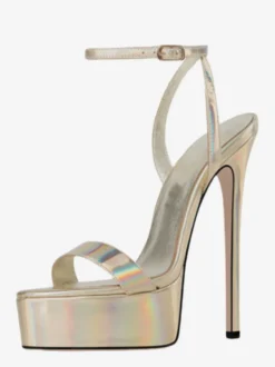 Sandales à talons hauts dorées à plateforme et bout ouvert chaussures sexy à talons hauts