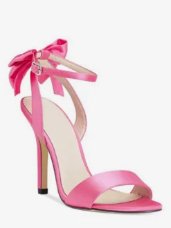Sandales à talons hauts en satin avec nœud et bout ouvert chaussures de fête de mariage