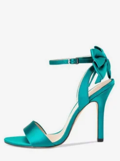 Sandales à talons hauts en satin avec nœud et bout ouvert chaussures de fête de mariage