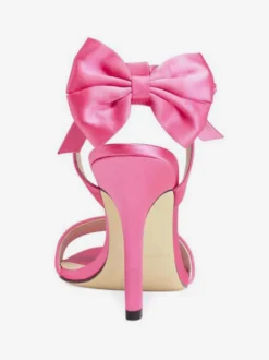 Sandales à talons hauts en satin avec nœud et bout ouvert chaussures de fête de mariage