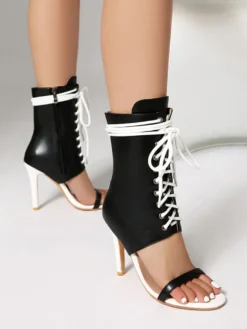 Sandales à talons hauts et bout ouvert à lacets pour femmes