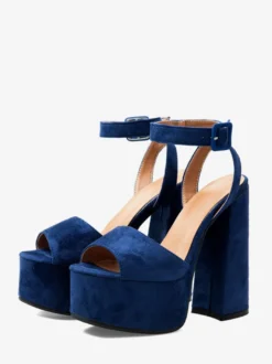 Sandales à talons hauts plateforme bout ouvert bride cheville talon épais