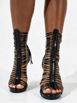 Sandales à talons hauts pour femmes bout ouvert à brides