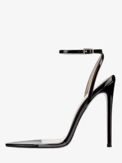 Sandales à talons hauts transparentes à bout ouvert et talon aiguille pour fête et bal