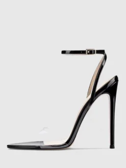Sandales à talons hauts transparentes à bout ouvert et talon aiguille pour fête et bal