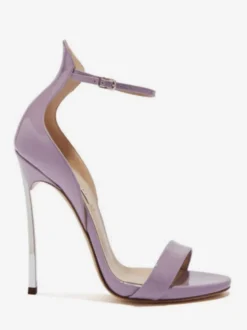 Sandales à talons hauts violettes pour femmes bout ouvert talons aiguilles chaussures de soirée
