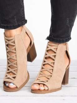 Sandales à talons noirs pour femmes talon aiguille bout ouvert en cuir PU sandales à lanières décontractées