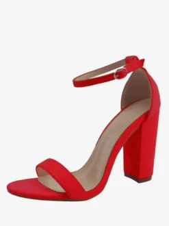 Sandales à talons épais et bride à la cheville pour femmes Chaussures de bal Chaussures de soirée en daim