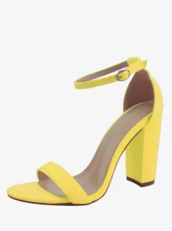 Sandales à talons épais et bride à la cheville pour femmes Chaussures de bal Chaussures de soirée en daim