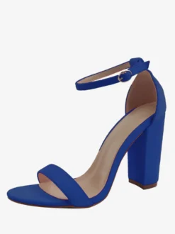 Sandales à talons épais et bride à la cheville pour femmes Chaussures de bal Chaussures de soirée en daim