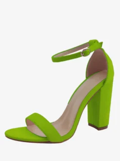 Sandales à talons épais et bride à la cheville pour femmes Chaussures de bal Chaussures de soirée en daim