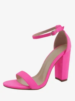 Sandales à talons épais et bride à la cheville pour femmes Chaussures de bal Chaussures de soirée en daim