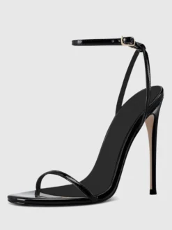 Sandales à talons pour femmes bout ouvert talon aiguille bride à la cheville chaussures de fête