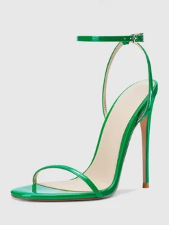 Sandales à talons pour femmes bout ouvert talon aiguille bride à la cheville chaussures de fête