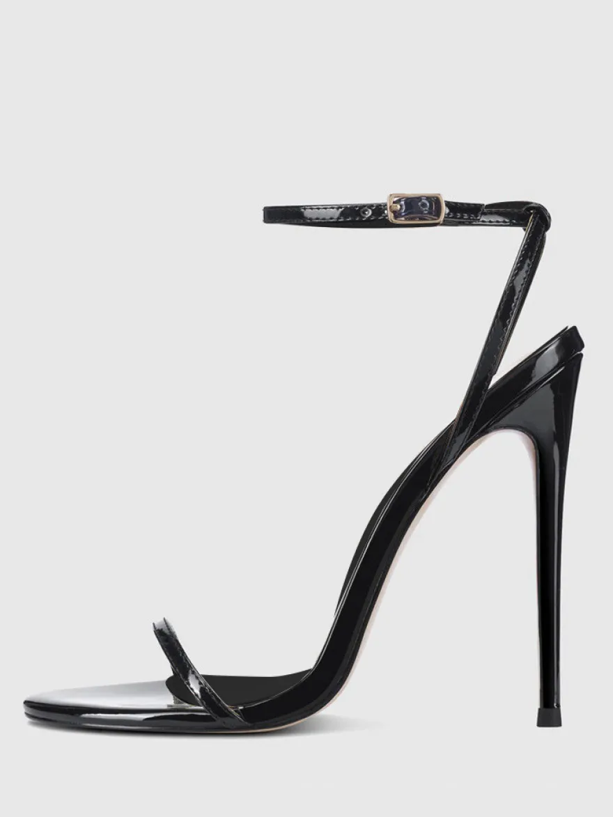 Sandales à talons pour femmes bout ouvert talon aiguille bride à la cheville chaussures de fête