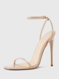 Sandales à talons pour femmes bout ouvert talon aiguille bride à la cheville chaussures de fête