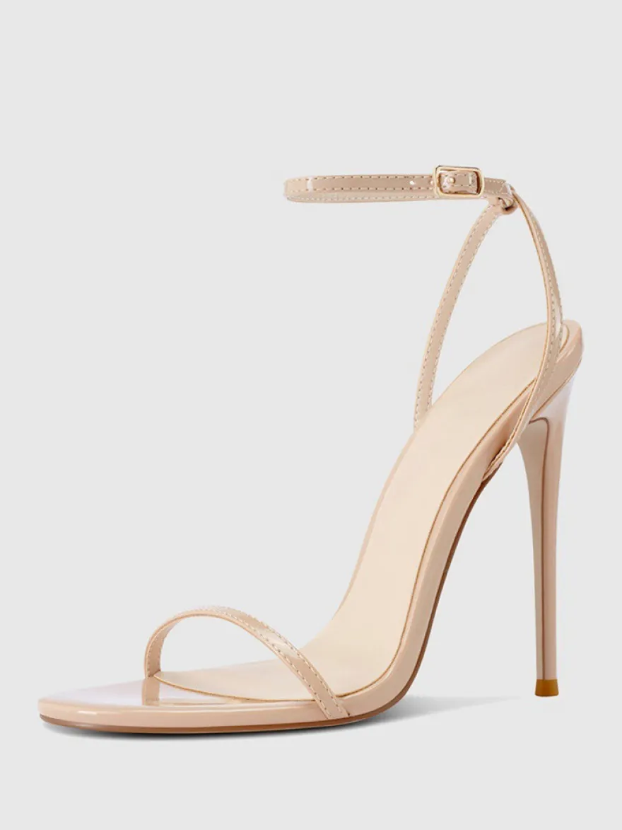 Sandales à talons pour femmes bout ouvert talon aiguille bride à la cheville chaussures de fête