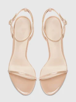 Sandales à talons pour femmes bout ouvert talon aiguille bride à la cheville chaussures de fête