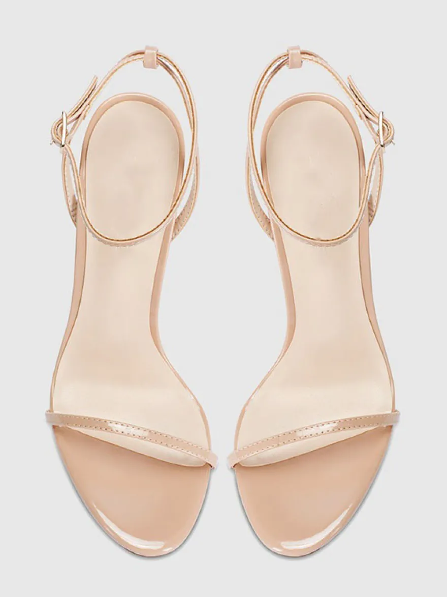 Sandales à talons pour femmes bout ouvert talon aiguille bride à la cheville chaussures de fête