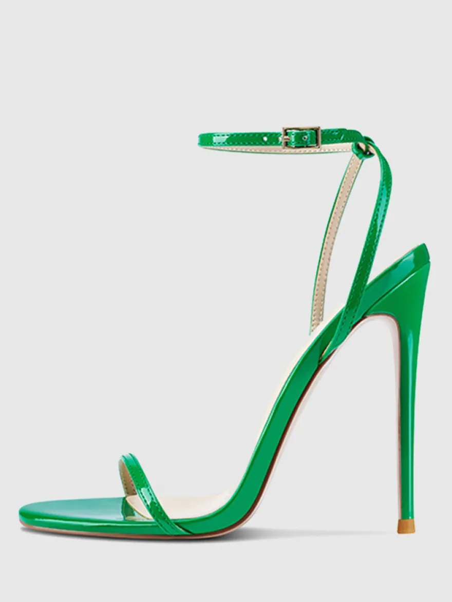 Sandales à talons pour femmes bout ouvert talon aiguille bride à la cheville chaussures de fête