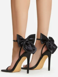 Sandales À Talons Pour Femmes Bout Ouvert Sandales À Talons Aiguilles Satiné