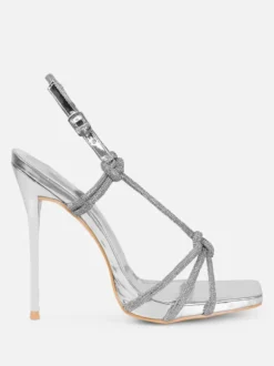 Sandales à talons pour femmes chaussures de soirée à bout ouvert et paillettes dorées