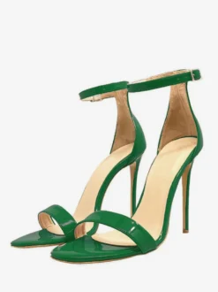 Sandales à talons pour femmes chaussures de fête violettes à bout ouvert et bride à la cheville