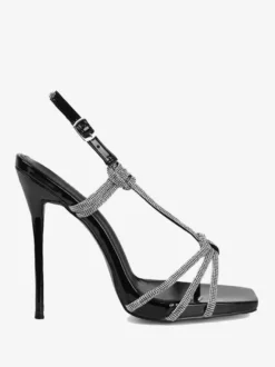 Sandales à talons pour femmes chaussures de soirée à bout ouvert et paillettes dorées