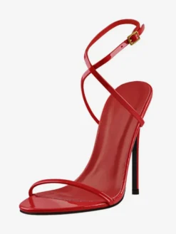 Sandales à talons pour femmes chaussures de soirée rouges à bout ouvert et à talons aiguilles croisés