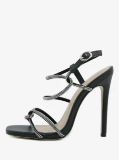 Sandales à talons pour femmes Peep Toe Talon aiguille Sandales PU Cuir