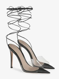 Sandales à talons pour femmes Sandales à talon aiguille à bout pointu Tige en PVC
