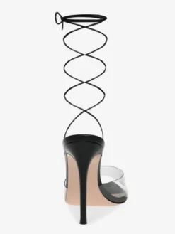 Sandales à talons pour femmes Sandales à talon aiguille à bout pointu Tige en PVC