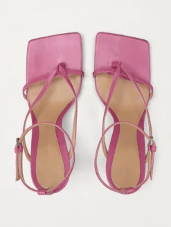 Sandales tongs bleues pour femmes sandales à talons hauts et brides.