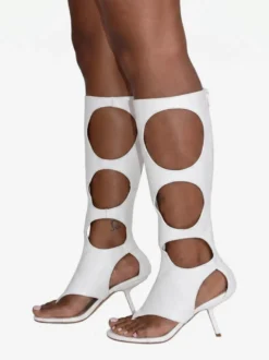 Sandales tongs pour femmes bottines montantes à fermeture éclair et découpes