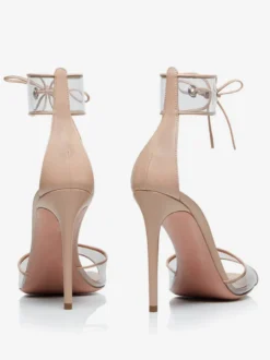 Sandales transparentes à talons hauts et brides à la cheville pour femmes