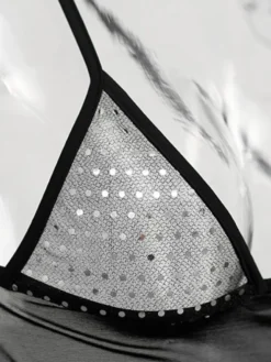 Séduisante mini robe sexy en nylon noire fendue élastique