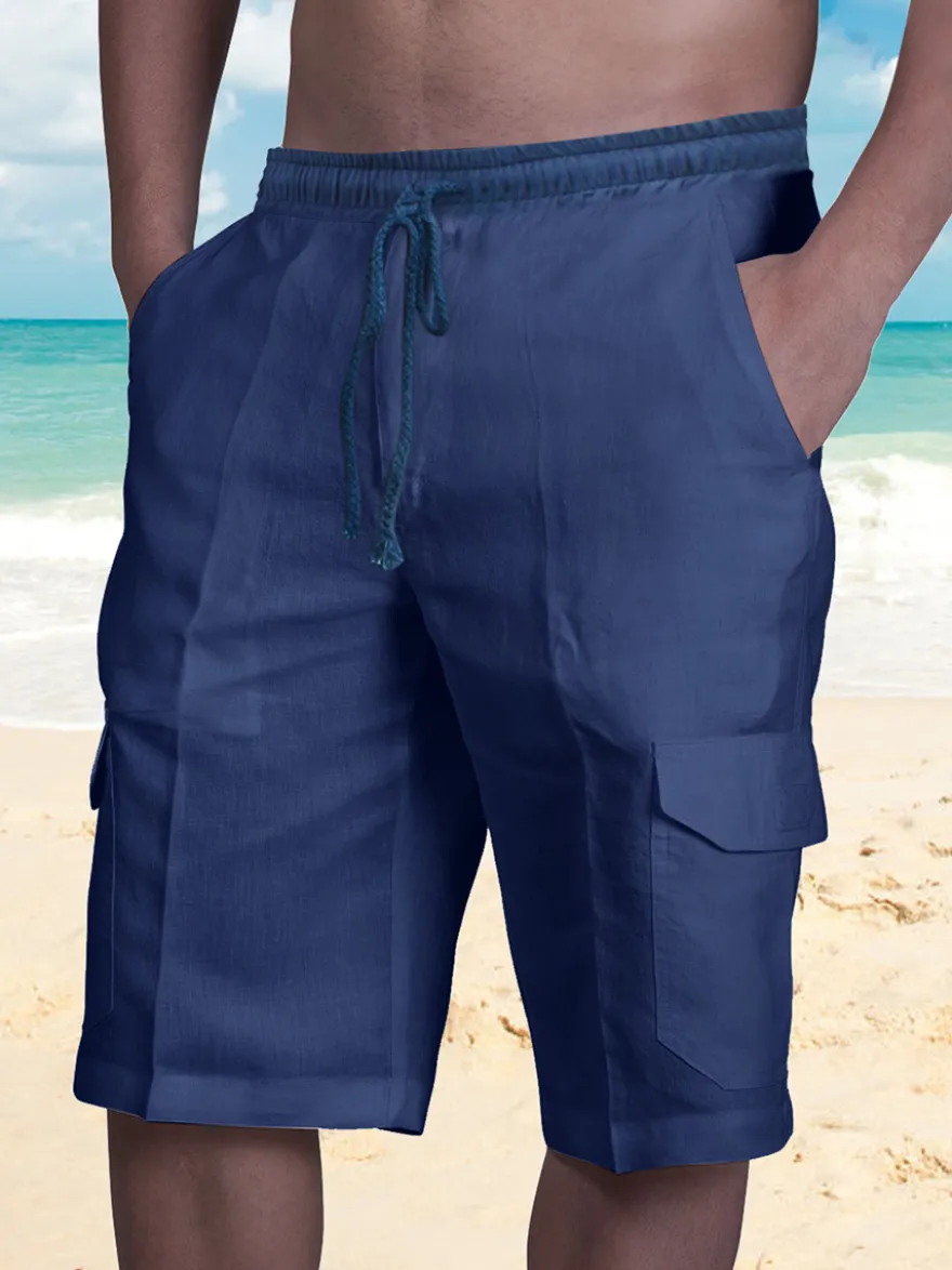 Short cargo de plage pour homme taille élastique short d'été léger avec poches