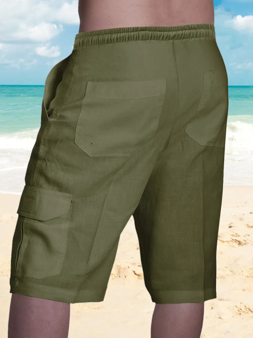 Short cargo de plage pour homme taille élastique short d'été léger avec poches