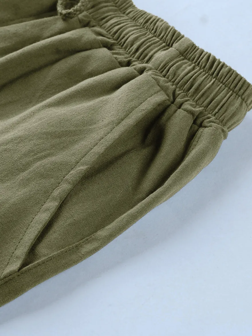 Short cargo de plage pour homme taille élastique short d'été léger avec poches