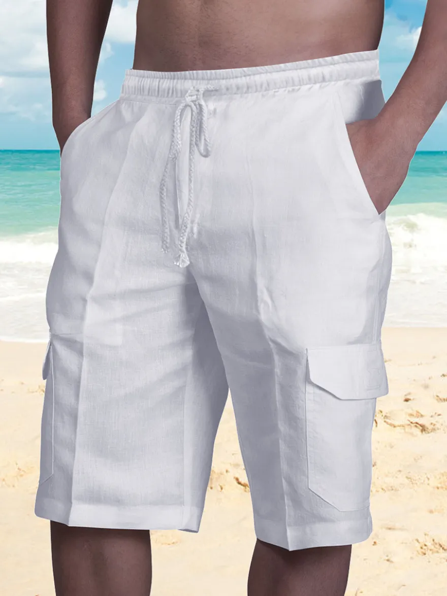 Short cargo de plage pour homme taille élastique short d'été léger avec poches