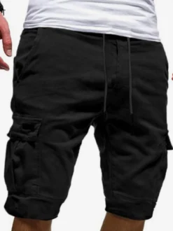 Short cargo pour homme avec cordon de serrage à la taille et poches pour l'été