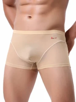 Short de boxe sexy en nylon semi-transparent pour hommes