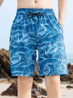 Short de plage pour homme coupe ample grande taille short de bain d'été longueur genou séchage rapide