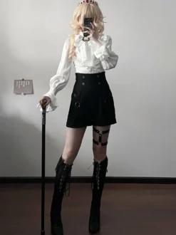 Short Lolita droit noir style bloomer gothique Lolita